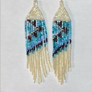 Handcrafted beaded earrings with fringe
